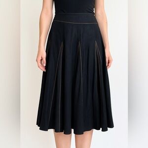 Tribal Sueded Maxi Skirt Size 12 Black Brown Boho Flare Peasant Grunge Goth‎ Y2K